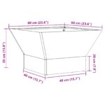 vidaXL Ohnisko Štvorcové Čierne 60x60x35 cm Zocelená Oceľ – Obrázok 11