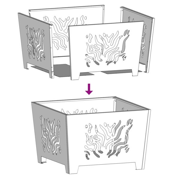 vidaXL Štvorcový ohniskový stôl čierny 60x60x40 cm z ocele – Obrázok 12