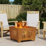 vidaXL Ohnisko Štvorcové 60x60x40 cm Zvarený oceľ