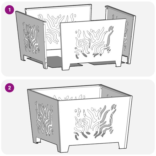 vidaXL Ohnisko Štvorcové 60x60x40 cm Zvarený oceľ – Obrázok 11