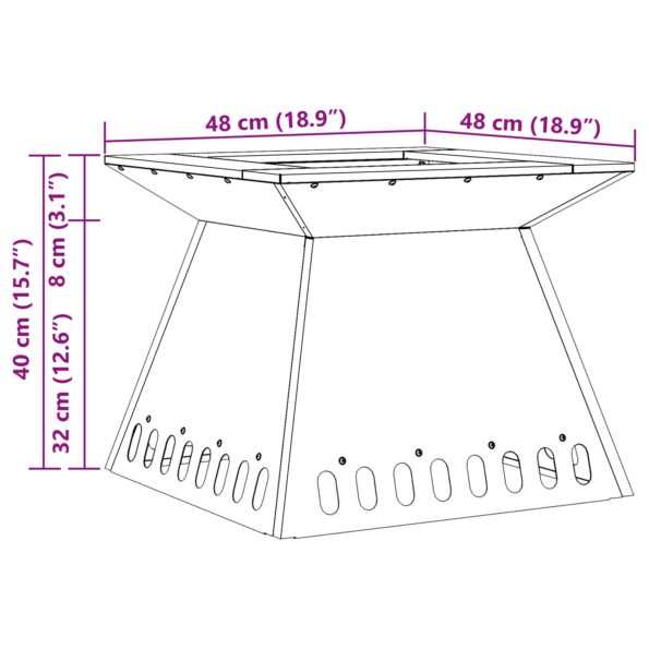 vidaXL Ohnisko Čierne 48x48x40 cm Oceľ – Obrázok 10