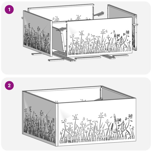 vidaXL Ohnisko Štvorcové 60x60x30 cm Zvetralá Oceľ – Obrázok 10