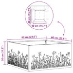 vidaXL Ohnisko Štvorcové 60x60x30 cm Zvetralá Oceľ – Obrázok 11