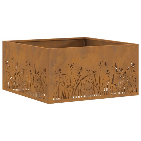 vidaXL Ohnisko Štvorcové 60x60x30 cm Zvetralá Oceľ – Obrázok 2