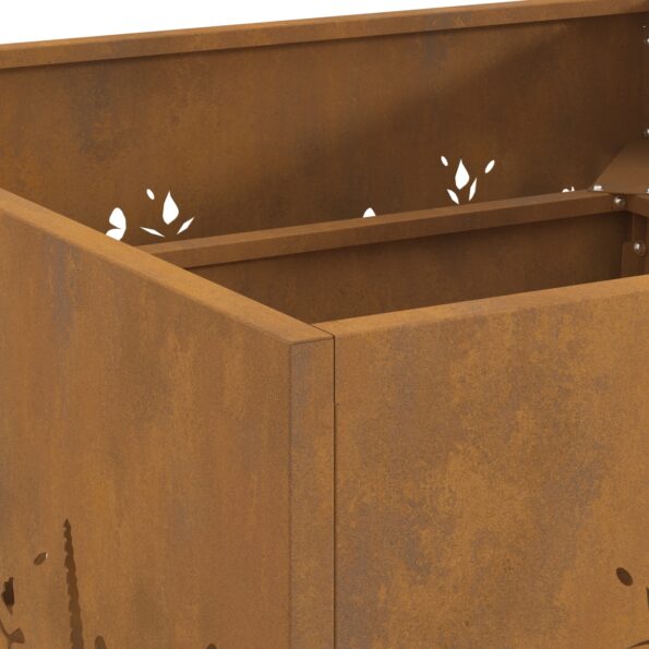 vidaXL Ohnisko Štvorcové 60x60x30 cm Zvetralá Oceľ – Obrázok 6