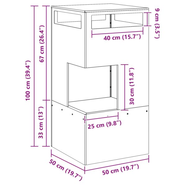 vidaXL Ohnisko Čierna 50 x 50 x 100 cm Oceľ – Obrázok 9