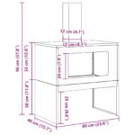 vidaXL Ohnisko s komínom Čierne 60x40x96 cm Oceľ – Obrázok 10