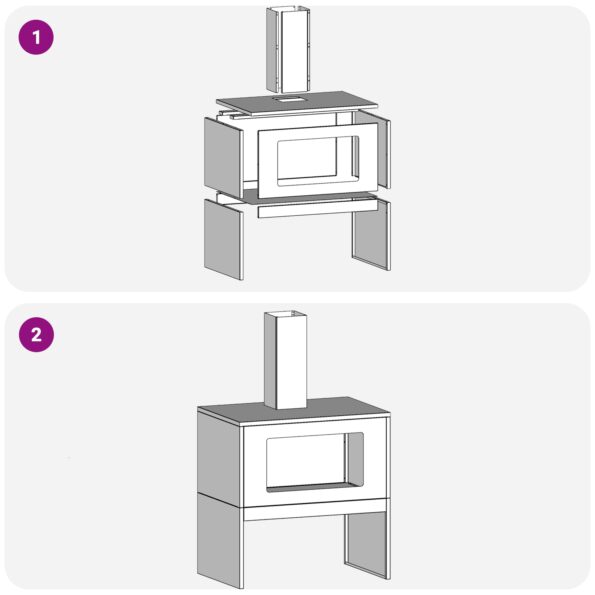 vidaXL Ohnisko s komínom Čierne 60x40x96 cm Oceľ – Obrázok 9