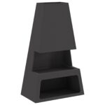 vidaXL Ohnisko s úložným priestorom na drevo Čierne 60x35x100 cm Oceľ – Obrázok 2