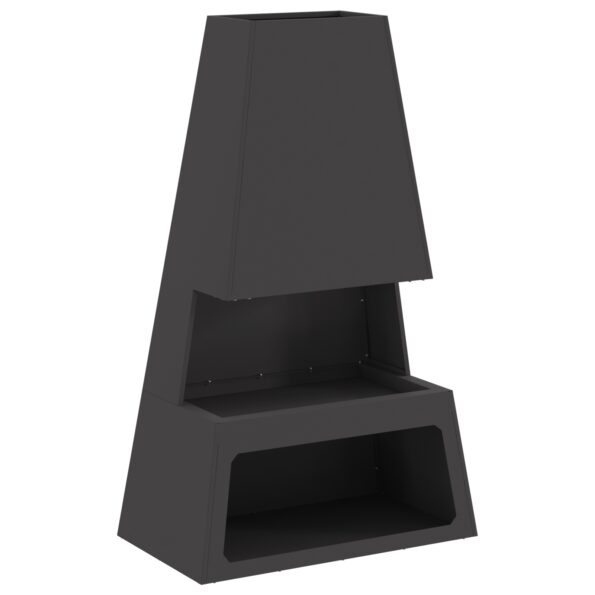 858938_2.jpg vidaXL Ohnisko s úložným priestorom na drevo Čierne 60x35x100 cm Oceľ – Obrázok 2