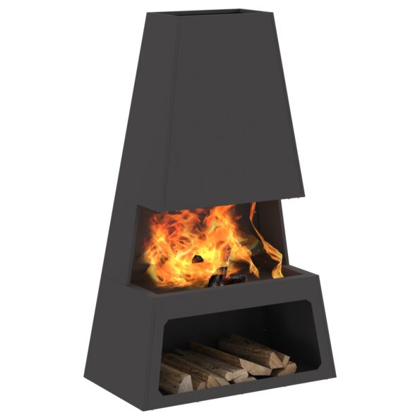 858938_3.jpg vidaXL Ohnisko s úložným priestorom na drevo Čierne 60x35x100 cm Oceľ – Obrázok 3