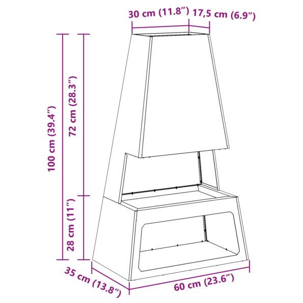 858938_9.jpg vidaXL Ohnisko s úložným priestorom na drevo Čierne 60x35x100 cm Oceľ – Obrázok 9