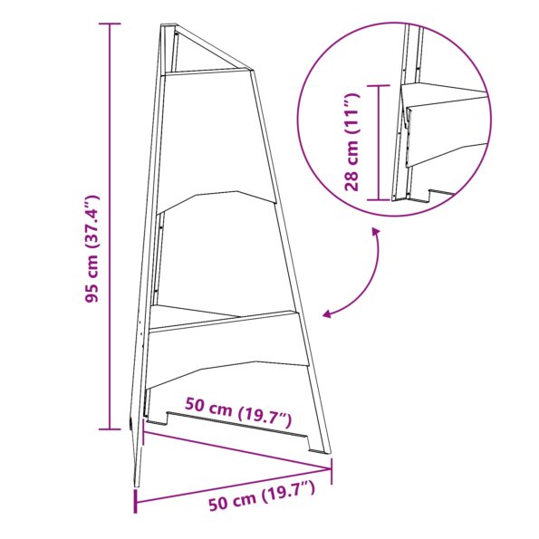 vidaXL Ohnisko Pyramidové Čierne 50x45x95 cm Oceľ – Obrázok 8