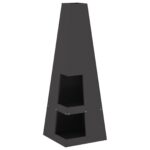 vidaXL Ohnisko s úložným priestorom na drevo Čierna 35x35x100 cm Oceľ – Obrázok 2