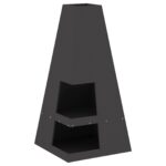 vidaXL Ohnisko s úložným priestorom na drevo Čierne 50x50x100 cm Oceľ – Obrázok 2