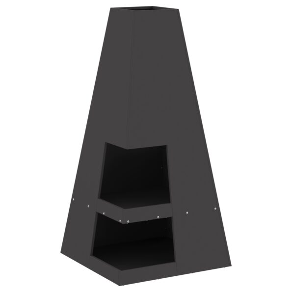 vidaXL Ohnisko s úložným priestorom na drevo Čierne 50x50x100 cm Oceľ – Obrázok 2