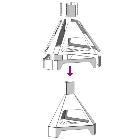 vidaXL Ohnisko s komínom 50x43x52 cm Zvonková oceľ – Obrázok 7