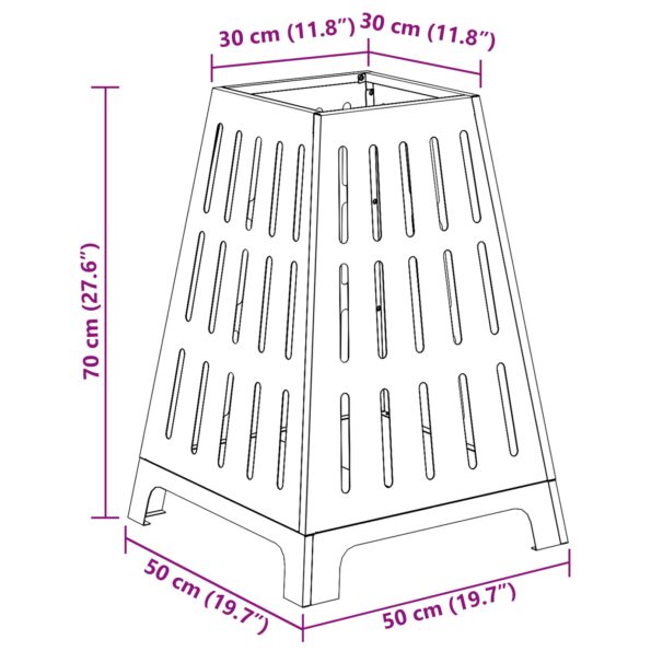 vidaXL Štvorcové ohnisko Čierne 50x50x70 cm Oceľ – Obrázok 10