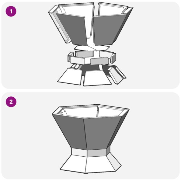 vidaXL Ohnište Hexagonálne Čierne 50x50x40 cm Oceľ – Obrázok 9