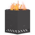 vidaXL Bezdymový ohnisko hexagonálne čierne 58x58x51 cm z ocele – Obrázok 3