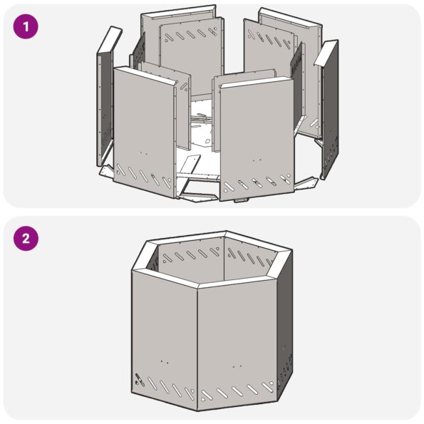 vidaXL Bezdymový ohnisko hexagonálne čierne 58x58x51 cm z ocele – Obrázok 8