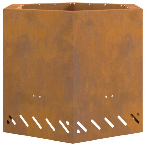 vidaXL Nezafajčený ohnisko hexagonálne 58x58x51 cm z ocele odolnej voči poveternostným vplyvom – Obrázok 2