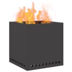 vidaXL Ohnisko bez dymu Štvorcové Čierne 48x48x50 cm Oceľ – Obrázok 3