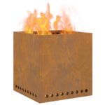 vidaXL Bezdymový oheňový kotol Štvorcový 48x48x50 cm Zvetraná oceľ – Obrázok 3