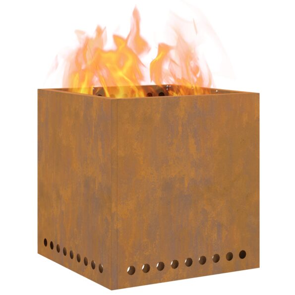 vidaXL Bezdymový oheňový kotol Štvorcový 48x48x50 cm Zvetraná oceľ – Obrázok 3