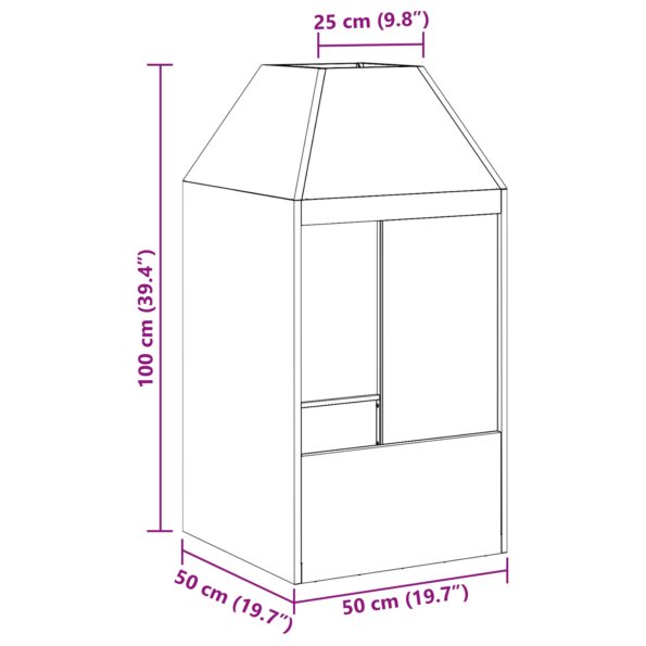 vidaXL Ohnisko Čierne 50x50x100 cm Oceľ – Obrázok 10