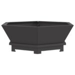 vidaXL Ohnisko Hexagonálne Čierne 75x75x28 cm Oceľ – Obrázok 2