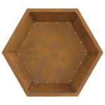 vidaXL Ohnisko Hexagonálne 75x75x28 cm Zvetraná Oceľ – Obrázok 7