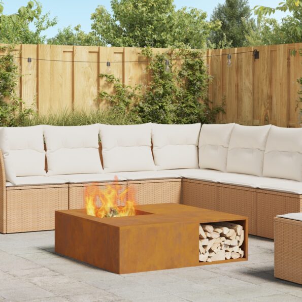 859001_1.jpg vidaXL Ohnisko s úložným priestorom na drevo 100x100x30 cm Zvátraná oceľ – Obrázok 1
