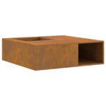 vidaXL Ohnisko s úložným priestorom na drevo 100x100x30 cm Zvátraná oceľ – Obrázok 2