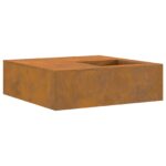 vidaXL Ohnisko s úložným priestorom na drevo 100x100x30 cm Zvátraná oceľ – Obrázok 7