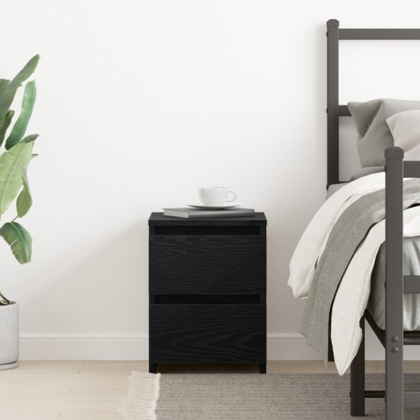 vidaXL Nočný stolík so zásuvkami Čierny Dub 30x30x40 cm – Obrázok 4