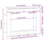 vidaXL TV skrinka na stenu Artisan Oak 152x22x113 cm – Obrázok 10
