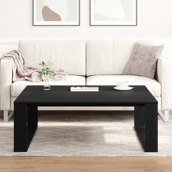 vidaXL Coffee Table Čierna Dub 100x100x35 cm Kompozitné drevo – Obrázok 4