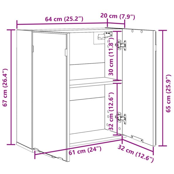 vidaXL Zrkadlová skriňa do kúpeľne - Čierny dub, 64x20x66.5 cm, Vyrobené z kompozitného dreva – Obrázok 11