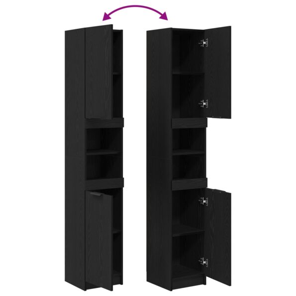 vidaXL Čierna Dubová Kúpeľňová Skrinka - 32x34x188.5 cm – Obrázok 10