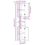 vidaXL Čierna Dubová Kúpeľňová Skrinka - 32x34x188.5 cm – Obrázok 11