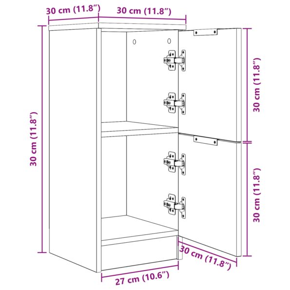 vidaXL Bočné skrine 2 ks v čiernej dube, 30x30x70 cm, vyrobené z inžinierskeho dreva – Obrázok 11