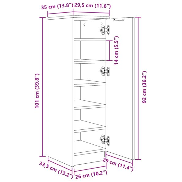 vidaXL Skrinka na topánky, čierny dub, 29,5x35x100,5 cm, kompozitné drevo – Obrázok 11