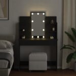 vidaXL Toaletný stolík s LED svetlami Čierny dub 96x40x142 cm – Obrázok 4