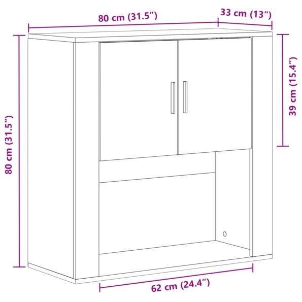 vidaXL Nástenná skrinka Artisan Oak 80x33x80 cm Zhotovené drevo – Obrázok 11