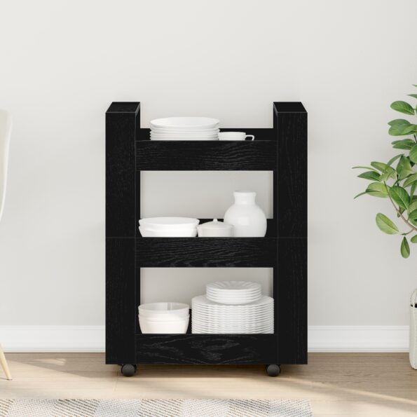 vidaXL Kuchynský vozík Čierny dub 60x45x80 cm inžinierske drevo – Obrázok 4