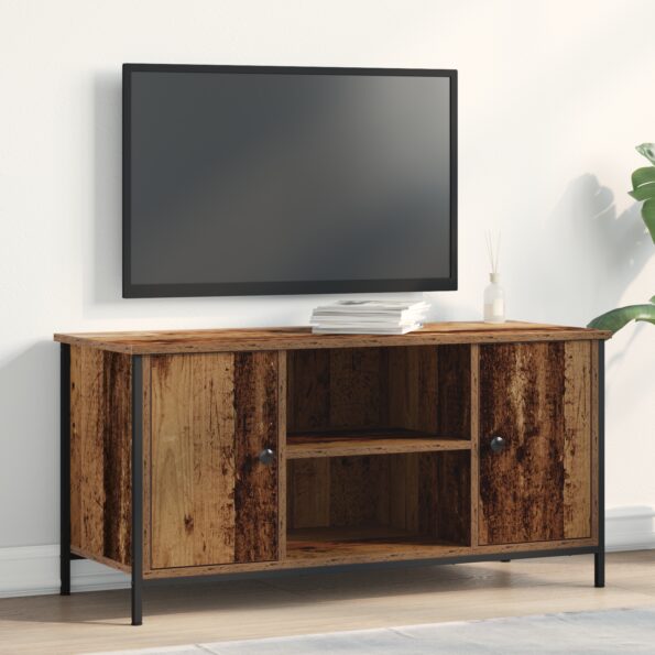 862139_1.jpg vidaXL TV skrinka staré drevo 100x40x50 cm z inžinierstva dreva a ocele – Obrázok 1