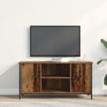 vidaXL TV skrinka staré drevo 100x40x50 cm z inžinierstva dreva a ocele – Obrázok 4
