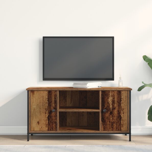 862139_4.jpg vidaXL TV skrinka staré drevo 100x40x50 cm z inžinierstva dreva a ocele – Obrázok 4