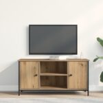 vidaXL TV skrinka Artisan Dub 100x40x50 cm Zložené drevo a oceľ – Obrázok 4